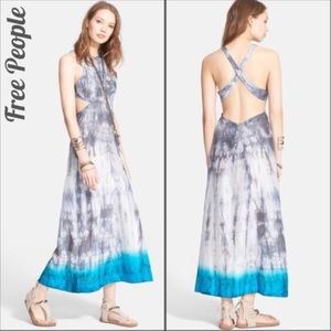 Free People - Intimately - Cut Out Sleeveless Silk Dress - Tie Dye Blue - Size M